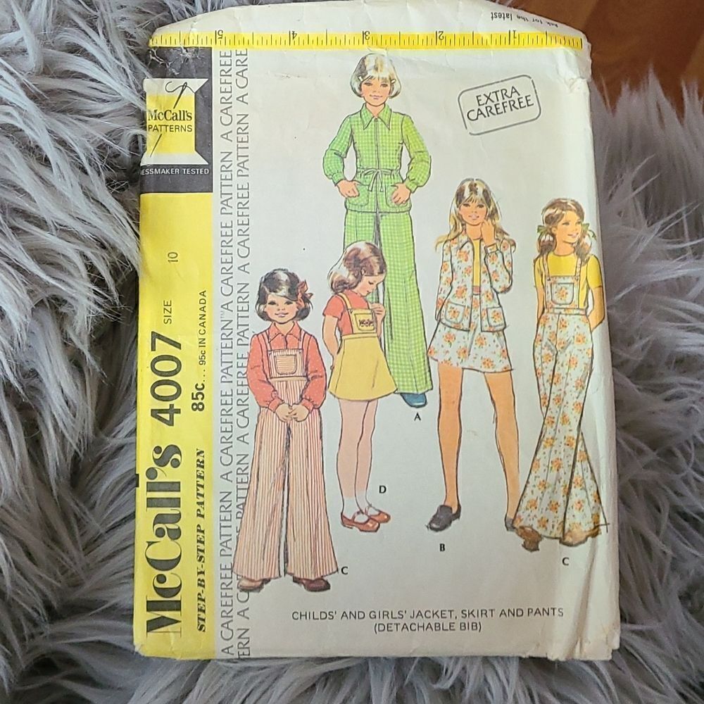 3/$15 Vintage 1974 Girls Jacket Skirt Pants McCalls Sewing Pattern 4007 sz 10 